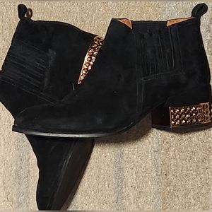 Jeffrey Campbell Gold Rhinestone Booties